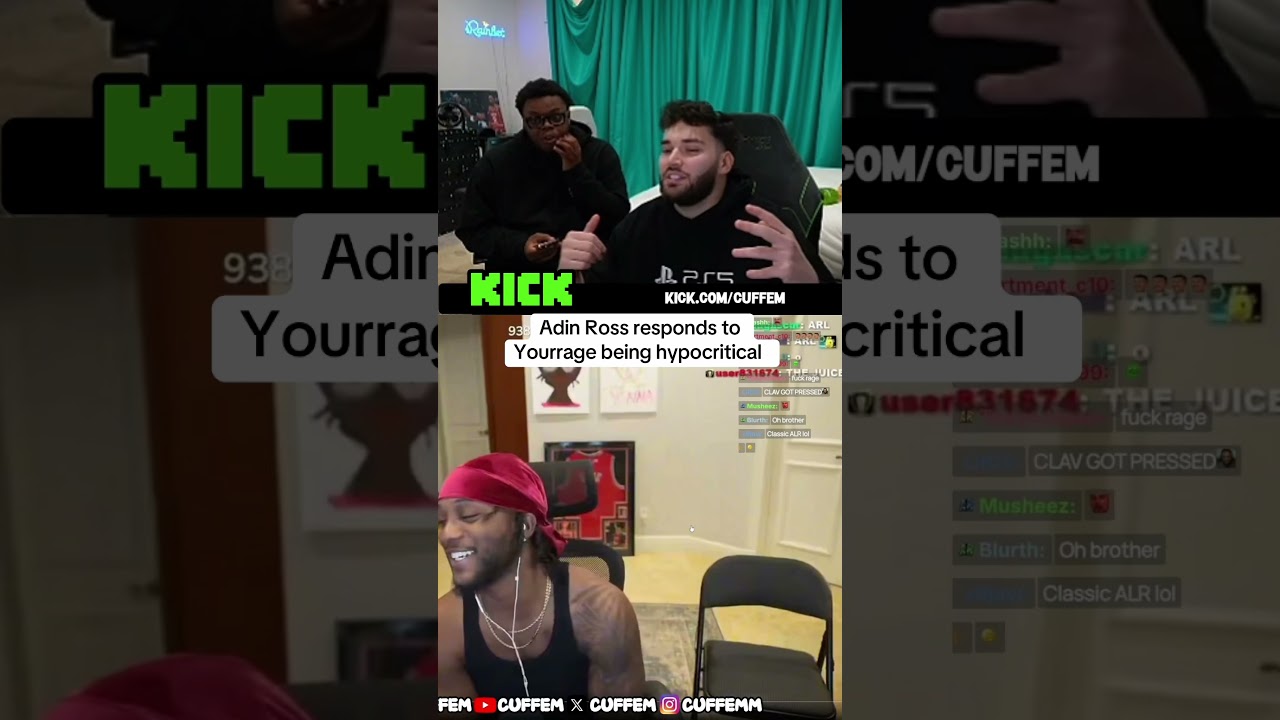 Adin Ross responds to Yourrage being hypocritical  