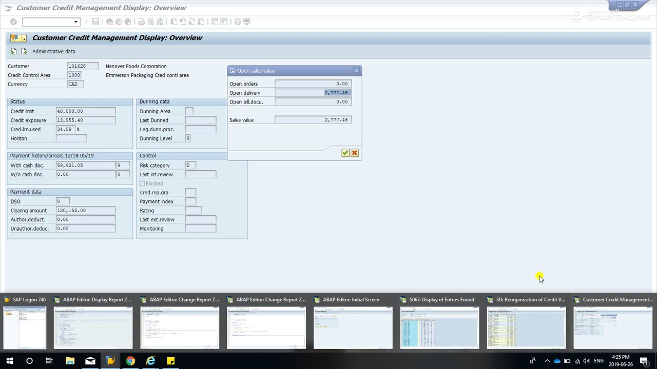 SAP + RVKRED88 + RVKRED77 + Credit value inconsistencies