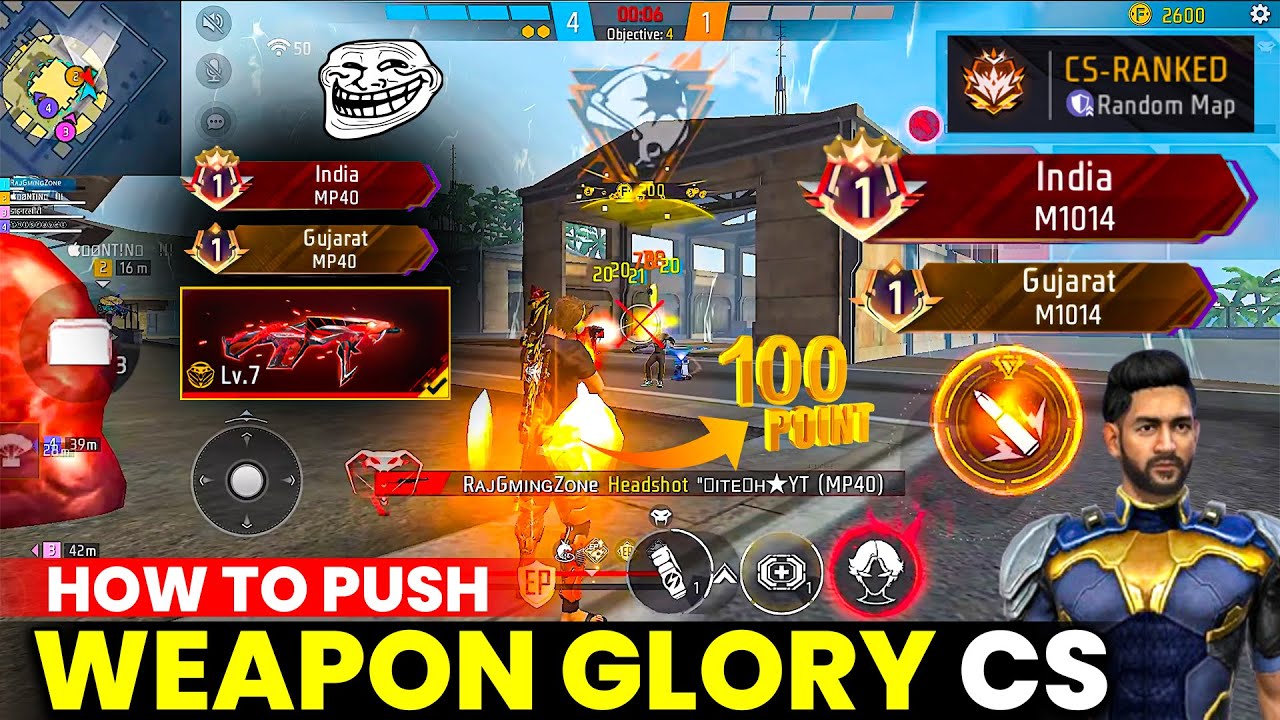 CS Weapon Glory Push Kaise Kare Free Fire | How To Push Weapon Glory TOP 1 in Clash Squad Rank