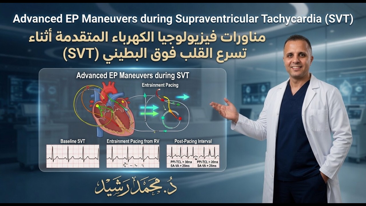 مناورات فيزيولوجيا الكهرباء المتقدمة أثناء تسرع القلب فوق البطيني (SVT) Advanced EP maneuvers during