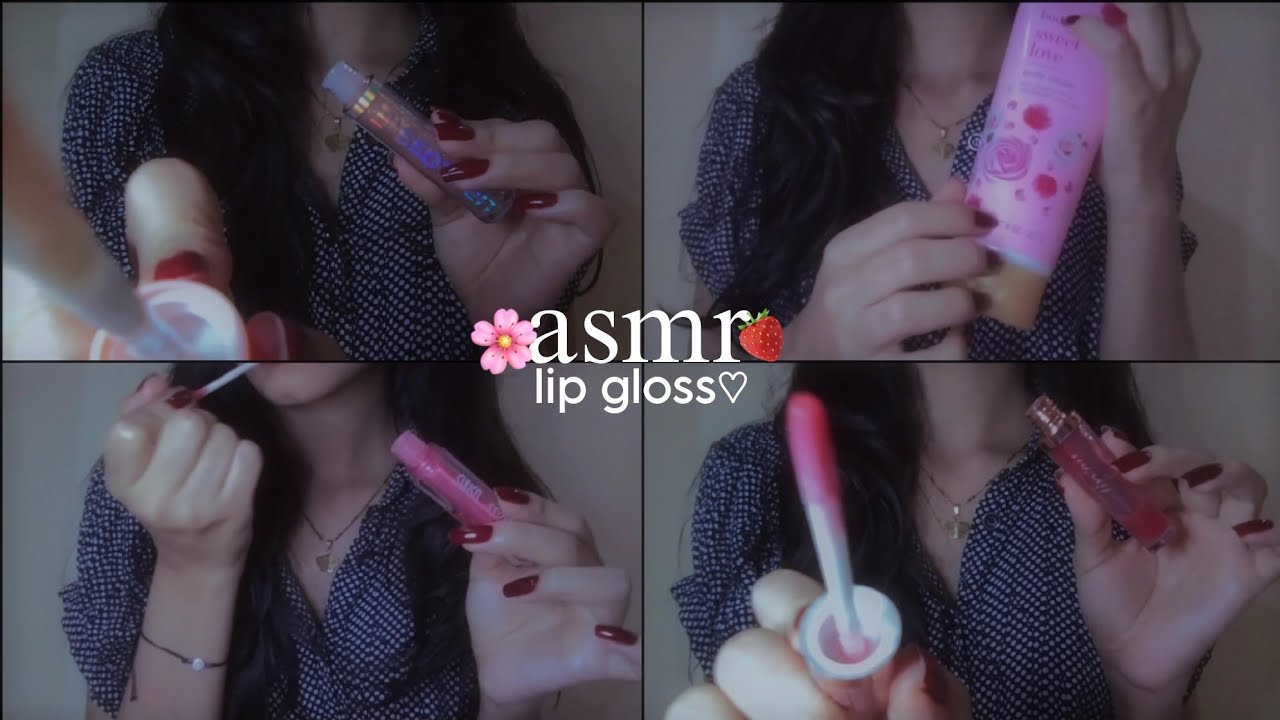 ASMR mouth sounds con lip gloss 🍓🍊🍇 y manitos ♡ (hand sounds)