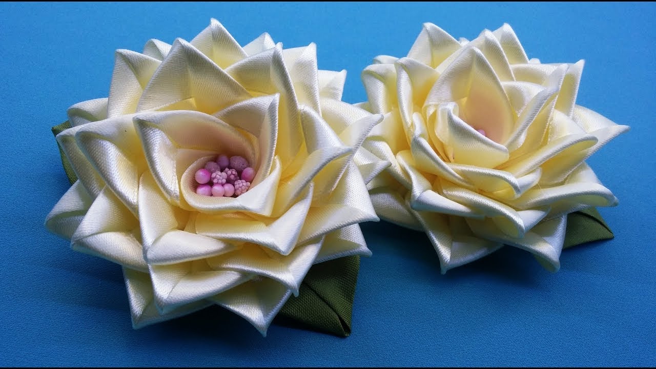 Kanzashi rose.DIY/Rose kanzashi/Роза канзаши. МК