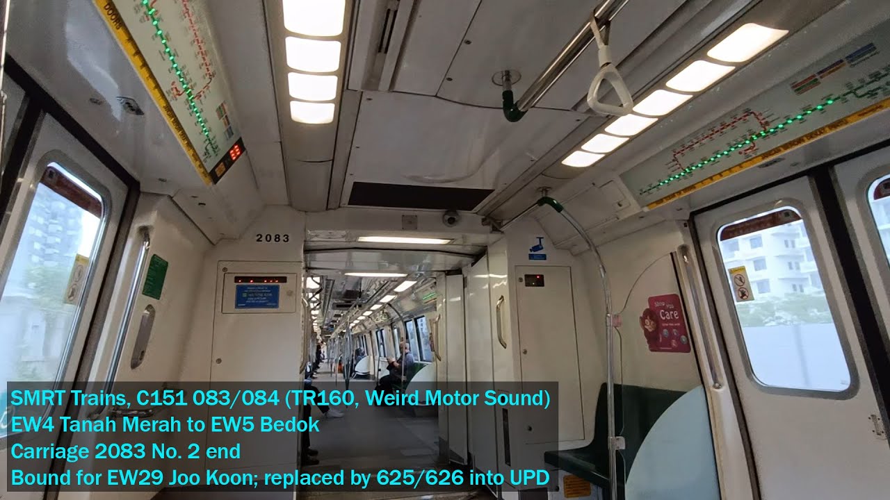 [Weird Motor Sound] SMRT Trains - Joyride on KHI C151 083/084 from EW4 Tanah Merah → EW5 Bedok