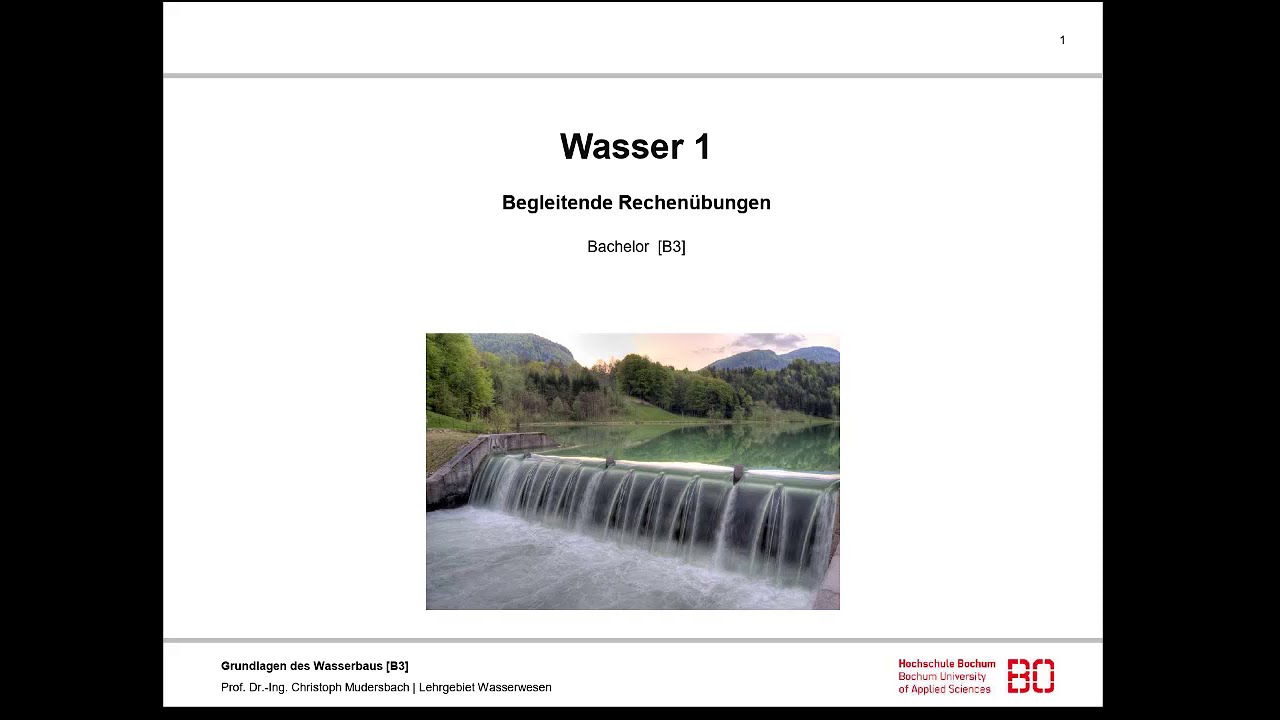 Übung Nr. 5 zu Wasserbau und Hydromechanik: Kraft aus Wasserdruck auf Bauteil unter Wasser