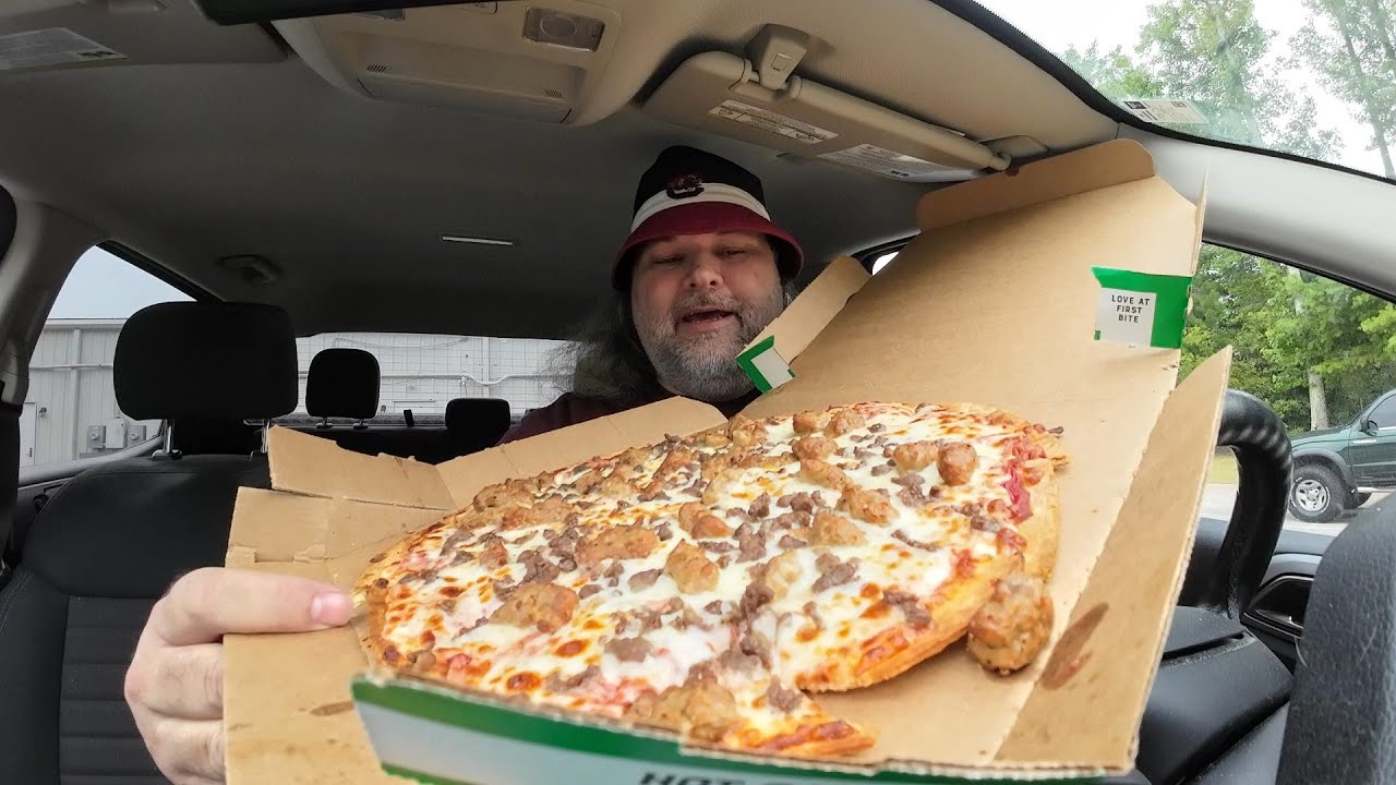 Marcos Pizza. Italian Beef and Sausage Thin Crust Pizza vlog