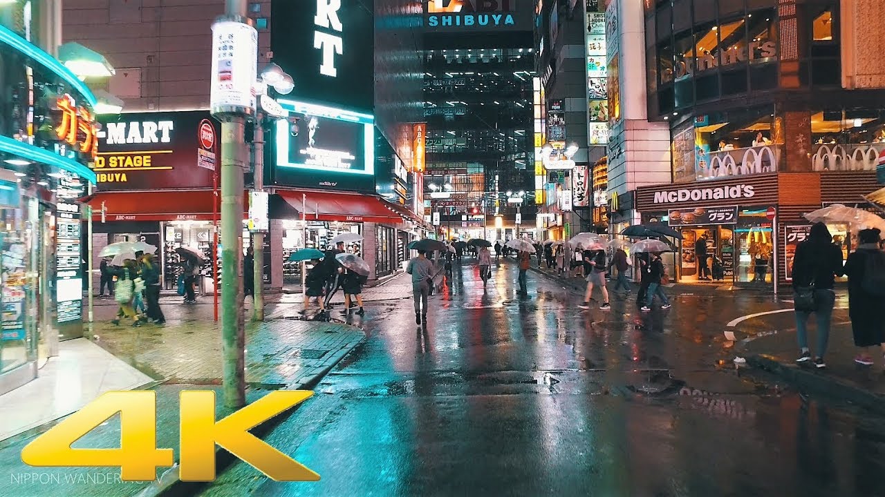 Walking around Shibuya, Tokyo in the night of rain Part2 - Long Take【東京・渋谷】 4K