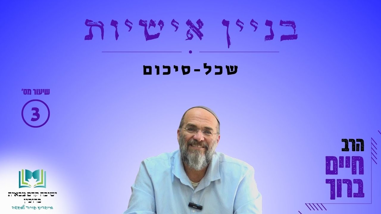 בניין אישיות | שיעור 3 - השכל-סיכום | הרב חיים ברוך [תשפ