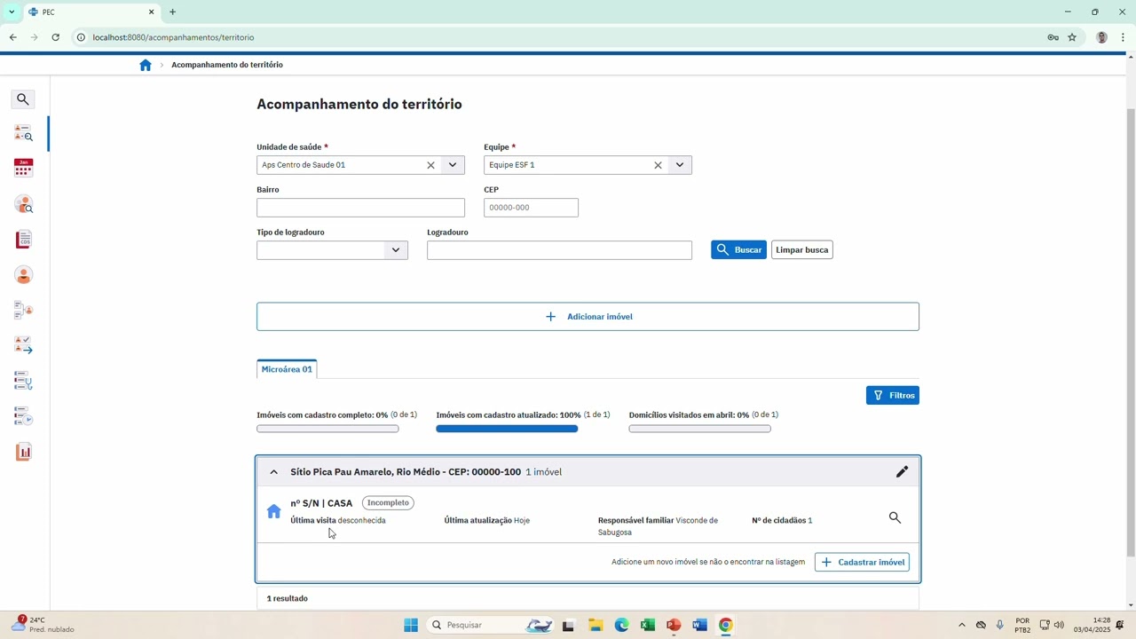 Ferramenta Território Esus APS PEC - Correção/atualização de cadastros domicilares incompletos