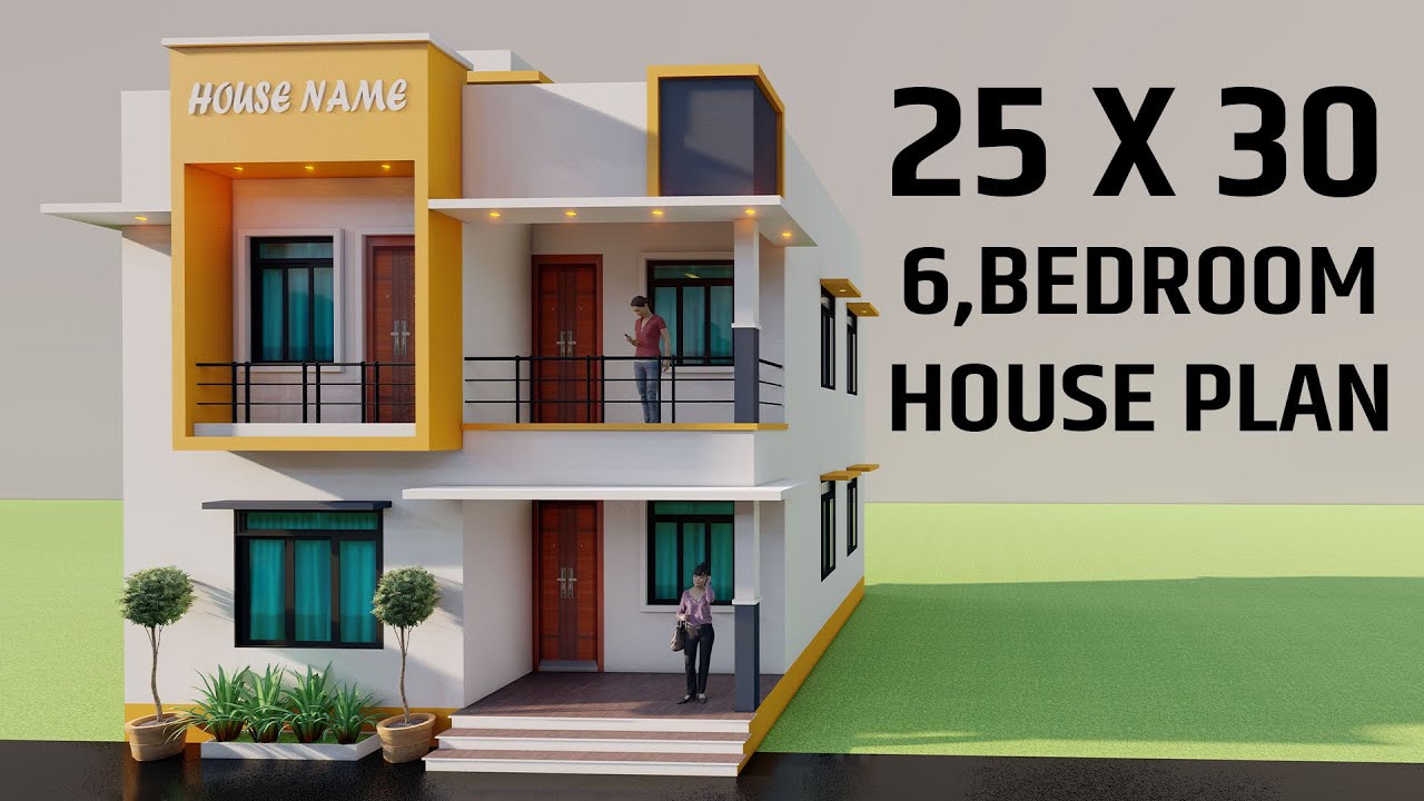25x30 6 Bedroom House Elevation,3D Village House Plan,6 Bedroom House Plan,25by30 Ghar Ka Naksha