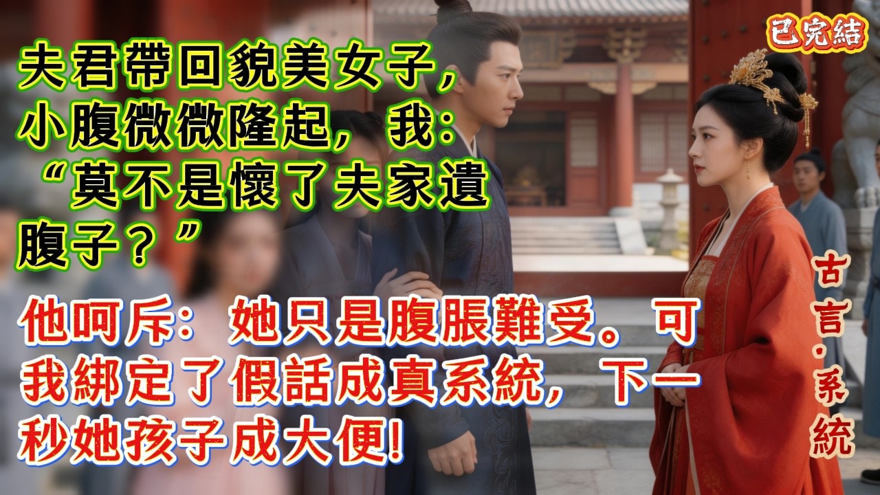 【古言.系統】夫君帶回貌美女子，小腹微微隆起，我：“莫不是懷了夫家遺腹子？”，他呵斥：她只是腹脹難受。可我綁定了假話成真系統，下一秒她孩子成大便！ #爽文