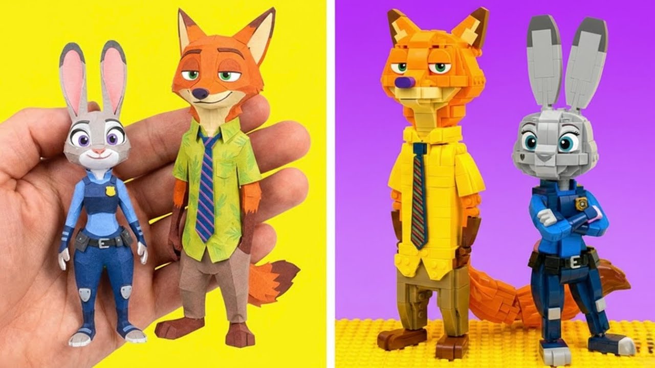 Nick & Judy de Papel ou Blocos? 🦊🐰 *Aventura Zootopia 2 DIY*