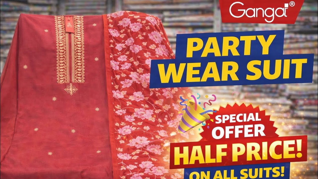 ✨ Ganga Party Wear Suit — Half Price Special Offer!Goyat cloth house|Party wear suit|Sale on suits