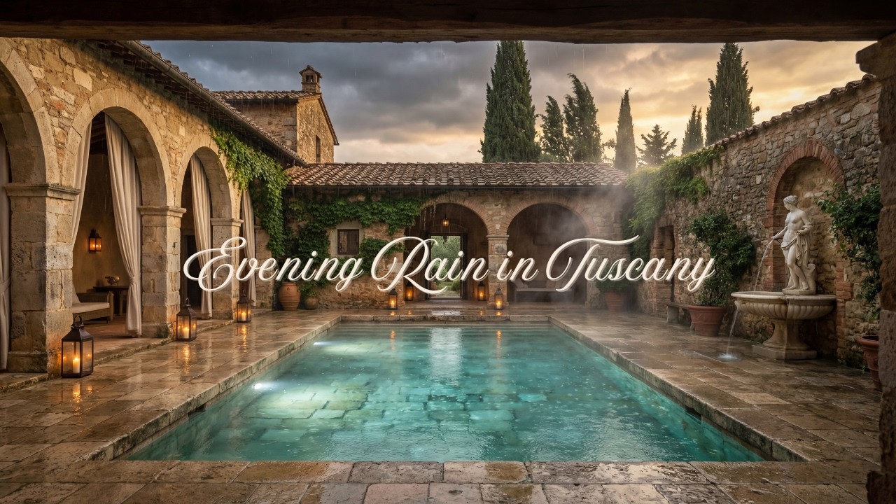 Evening Rain in Tuscany | Historic Thermal Bath Ambience