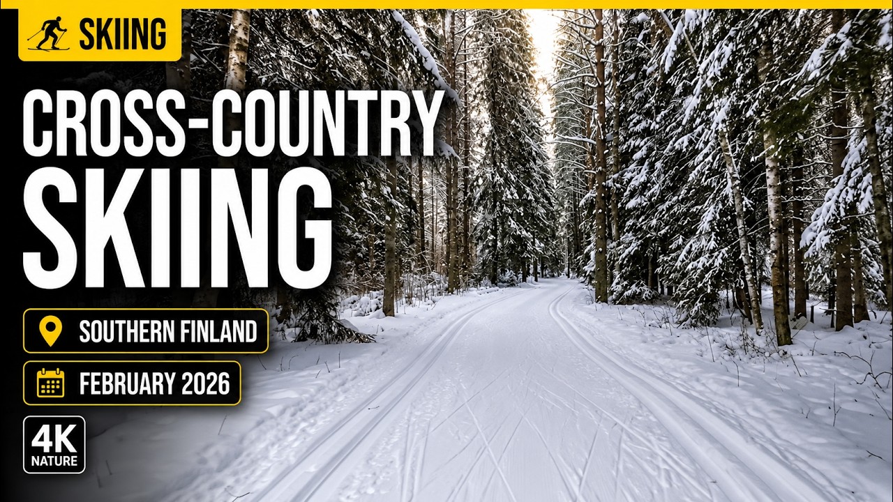 Cross-Country Skiing Through Winter Countryside & Forest | 50 Minutes of Nature Sounds (4K)