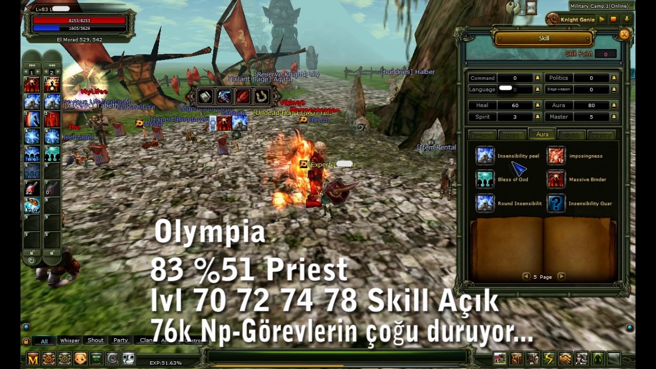 Knight Online Olympia Ringde 83 %52 Human Priest 70-72-74-78 Skilleri A&ccedil;ık