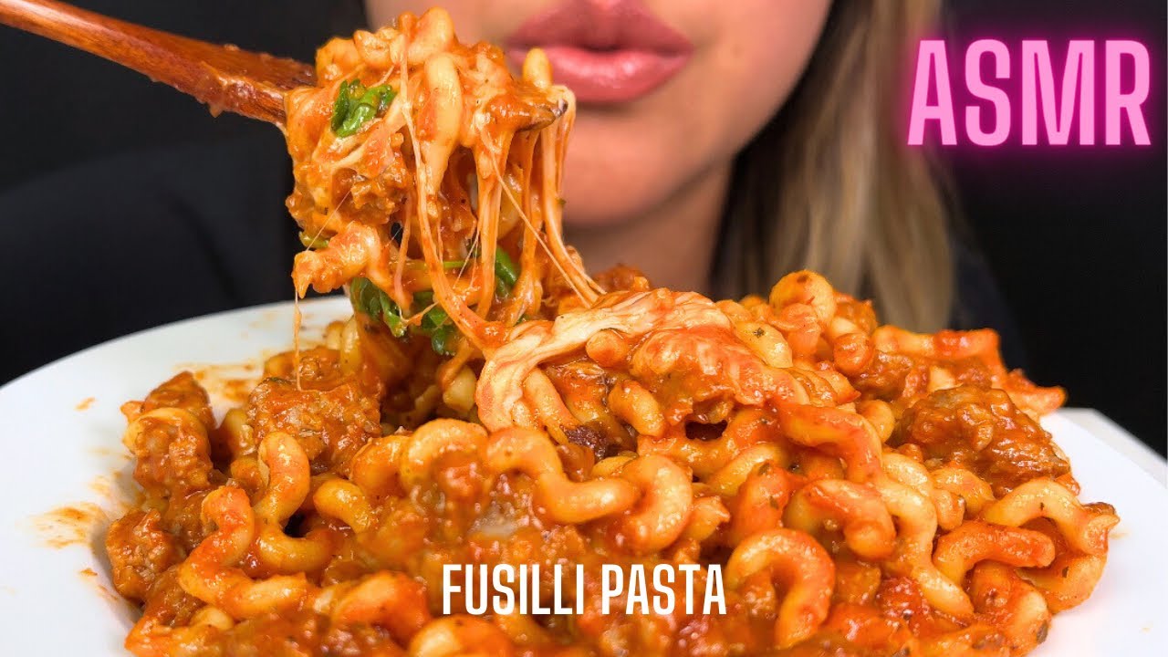 Fusilli Pasta with Sweet Italian Sausage ASMR | Creamy Pasta (No talking) Mukbang
