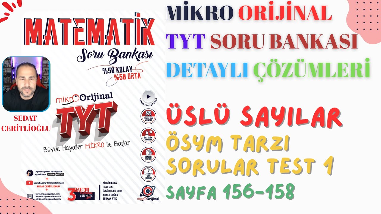 2026 MİKRO ORİJİNAL TYT SORU BANKASI ÇÖZÜMLERİ SYF156-158 #orijinalmatematik #mikroorijinal #yks2026