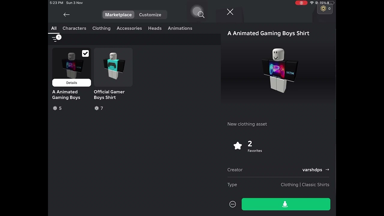 Buy my Roblox merch for 5 robux developer name: varshdps