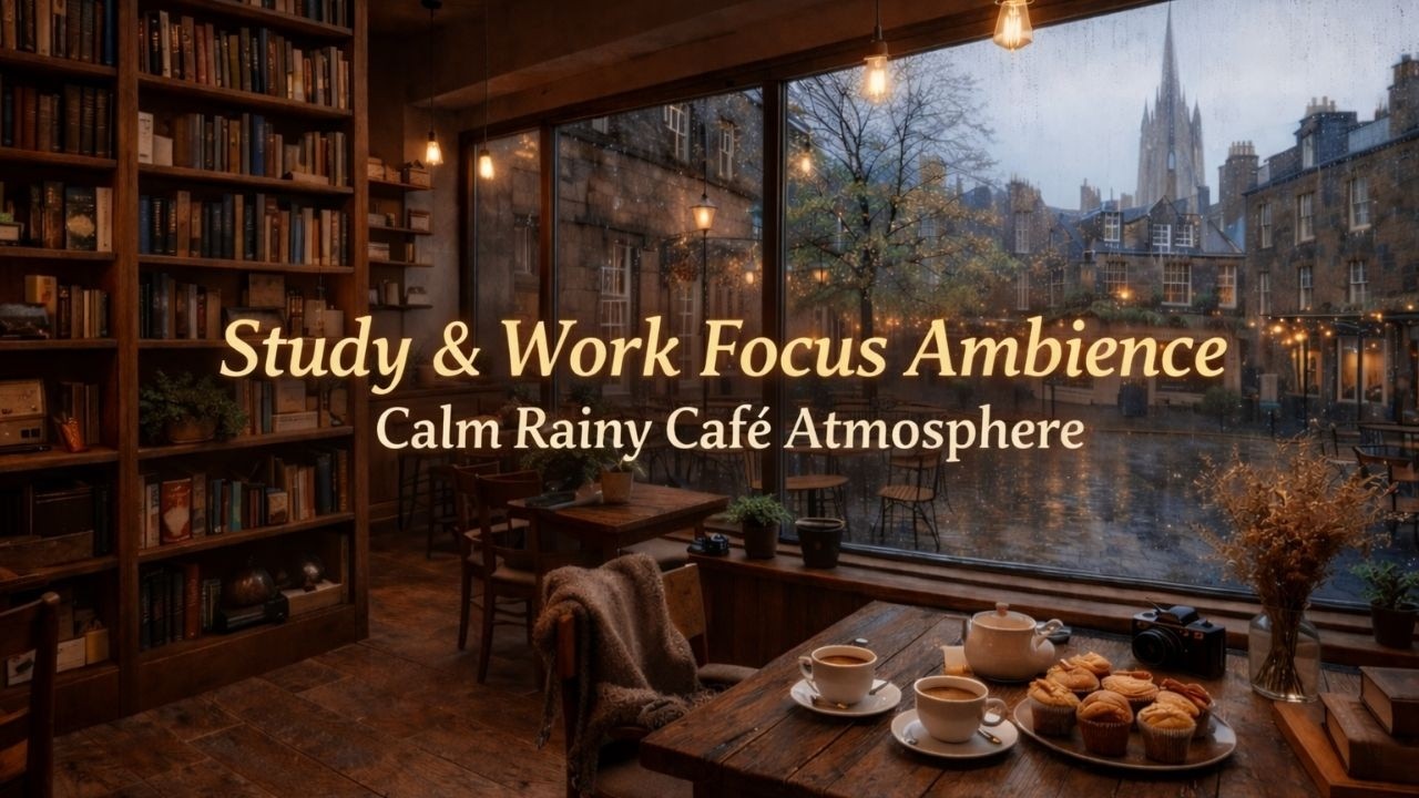 Deep Focus Study Ambience | Rainy Café Sounds for Work & Concentration