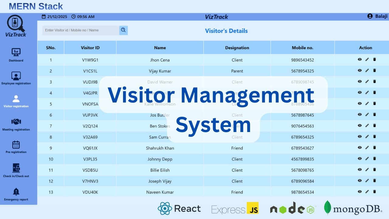 Visitor Management System using MERN Stack