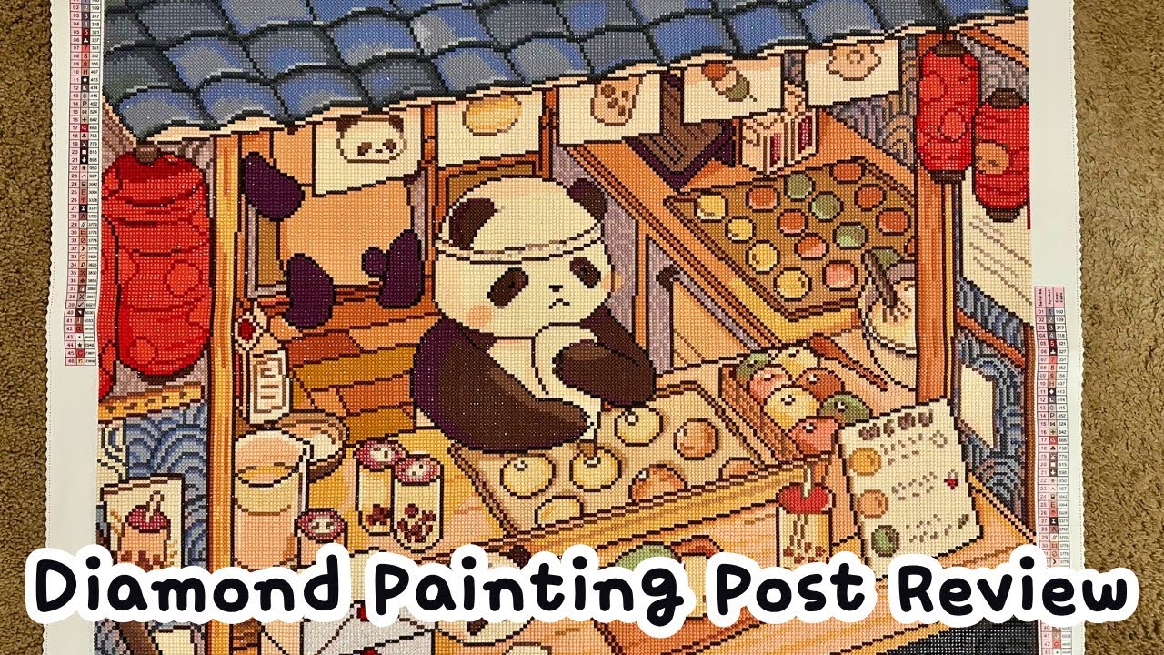 panda cafe by art by julia + diamond art club | diamond painting post review!