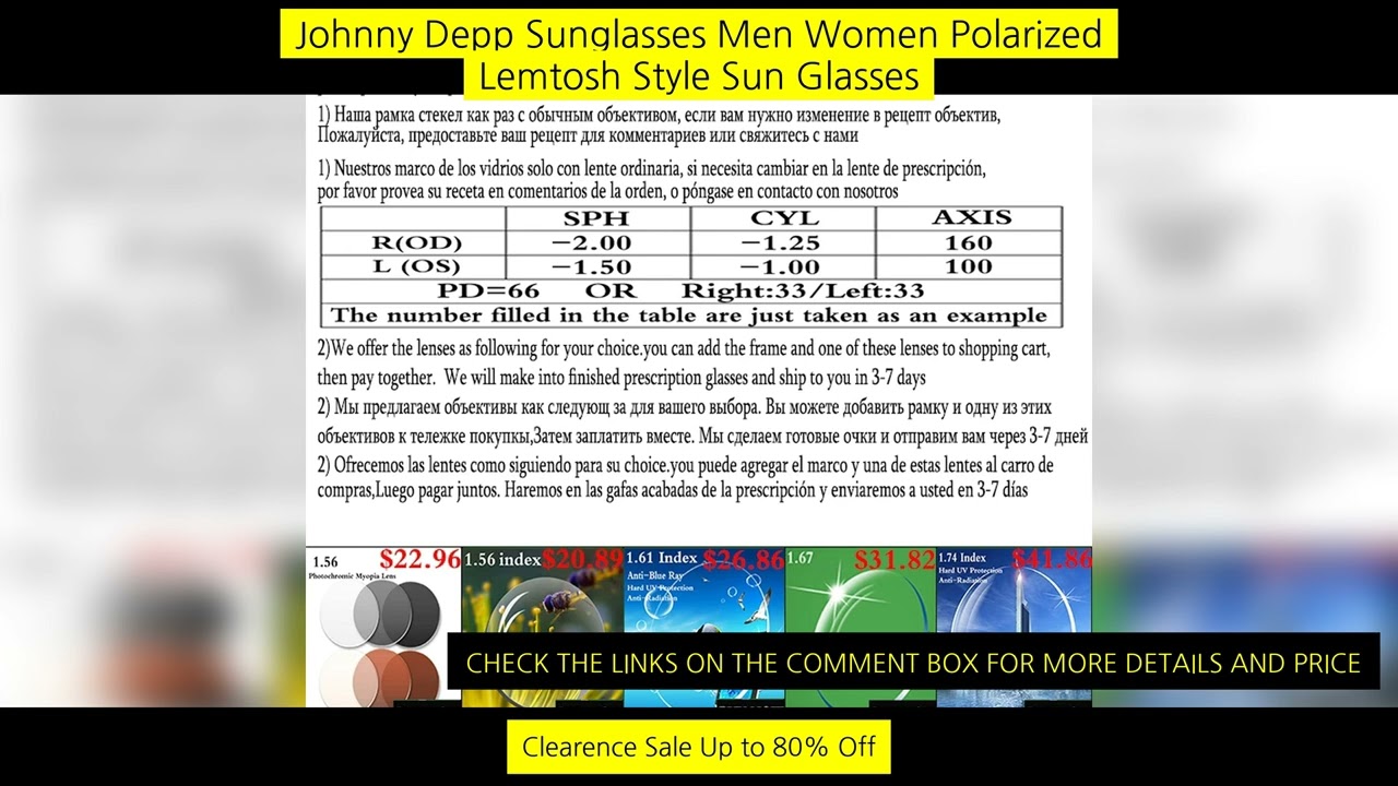 Johnny Depp Sunglasses Men Women Polarized Lemtosh Style Sun Glasses Brand