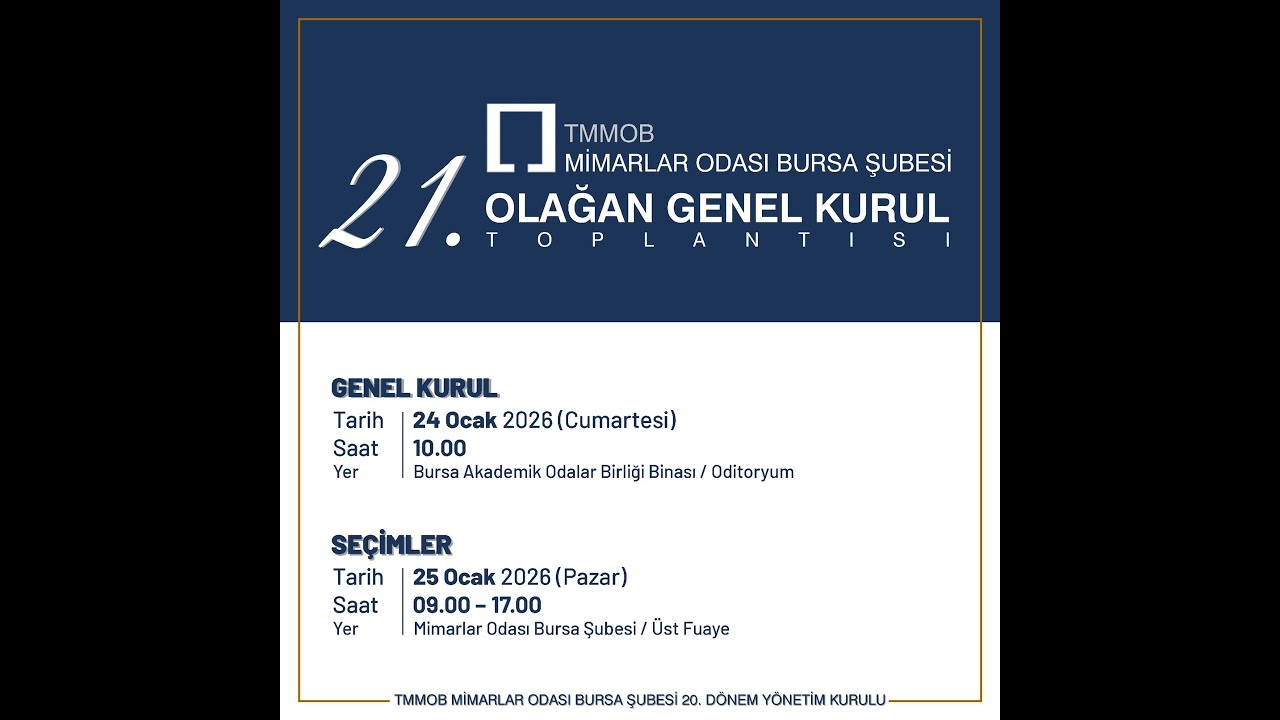 TMMOB MİMARLAR ODASI BURSA ŞUBESİ 21. OLAĞAN GENEL KURUL TOPLANTISI