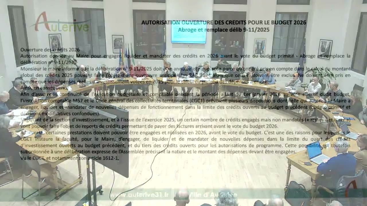 Conseil Municipal Ville d'Auterive du Mercredi 4 Février 2026
