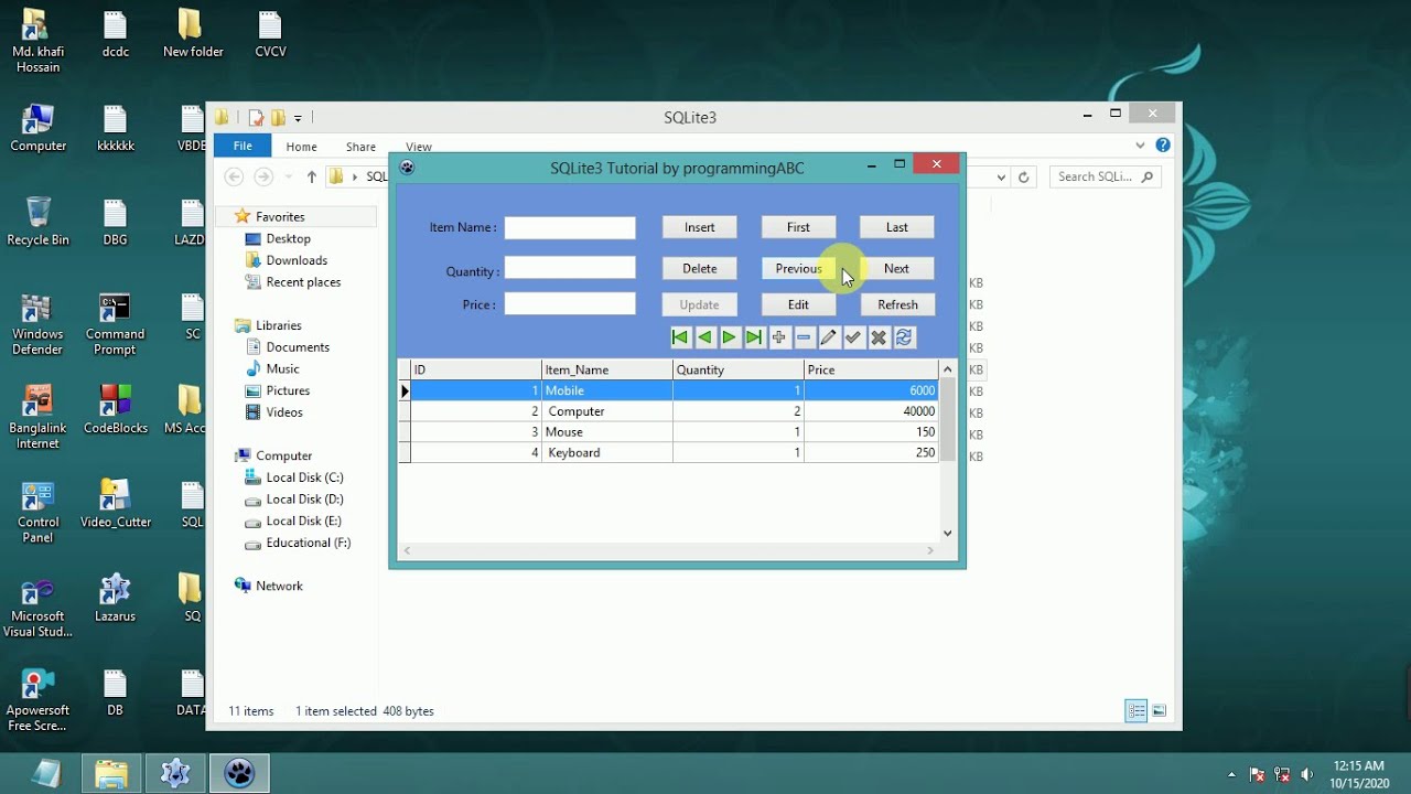 Lazarus IDE (SQLite3) :  Delete, Update, Refresh etc (Final Part)