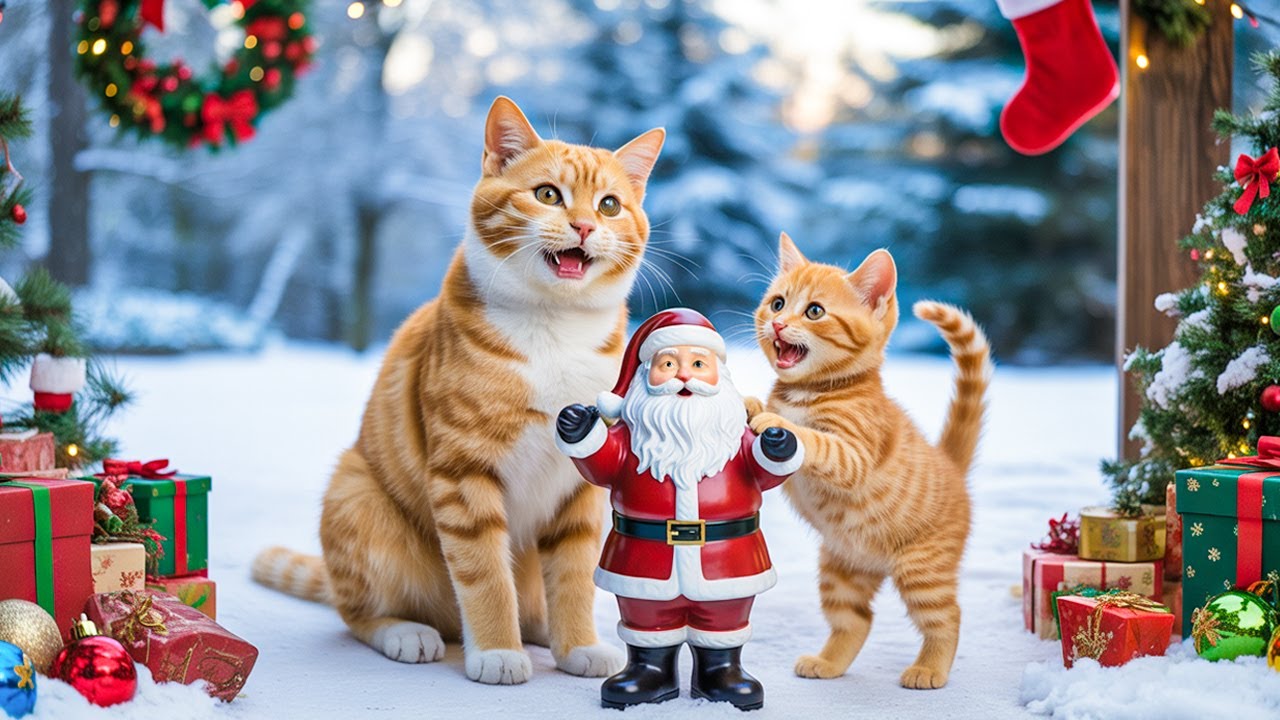 Kitten Dreams of Meeting Santa, Mama Cat Plans a Christmas Surprise 🐱🎅🎄