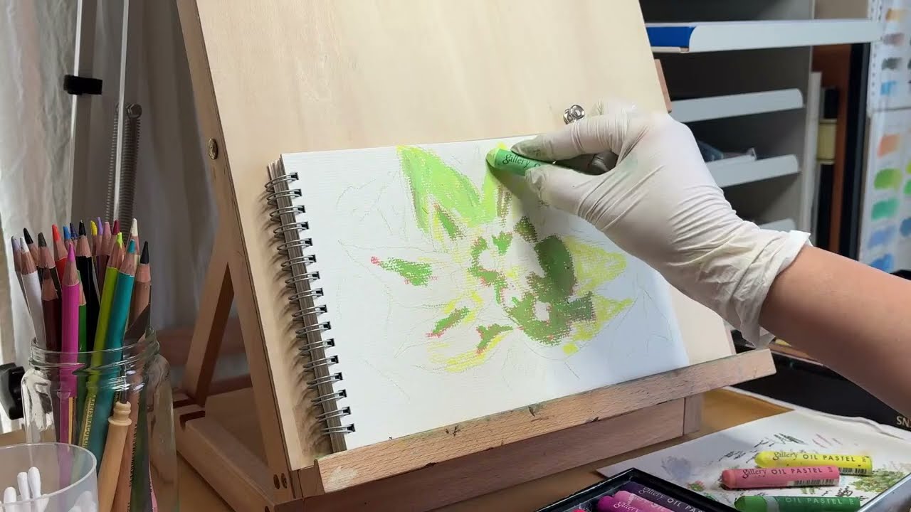 オイルパステル練習｜蕗のとう