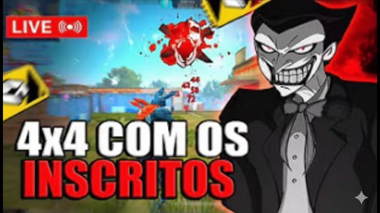 🔥LIVE ON FF🔥 4X4 E 6X6 COM INSCRITOS🔥FREE FIRE AO VIVO 🔥