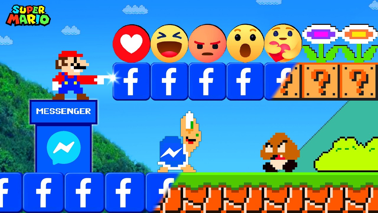 What If Everything Mario Touches Turns Into Facebook in Super Mario Bros?
