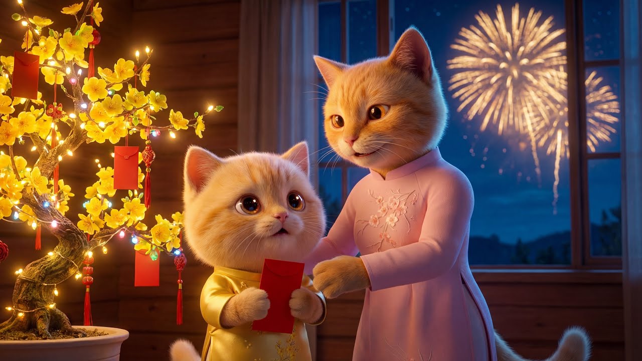 A New Year’s Wish Under Fireworks 🎆 | MamaCat & BabyKitty
