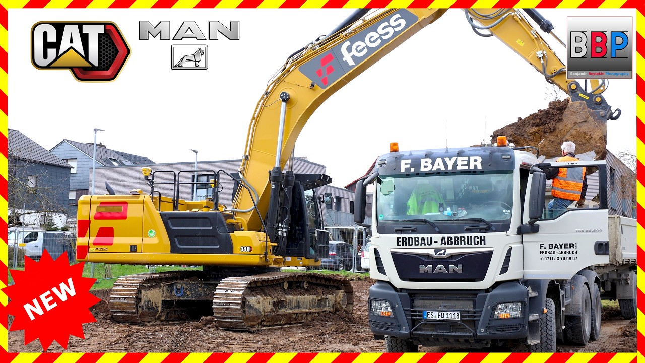 🆕 CAT 340 & MAN Trucks - 10.000 m³ Baugrube, Kernen, 2026. Teil 1