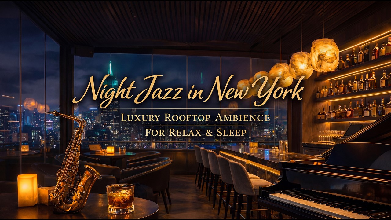 Night Jazz in New York 🌃🍷 Luxury Rooftop Ambience for Relax & Sleep #backgroundmusic #music