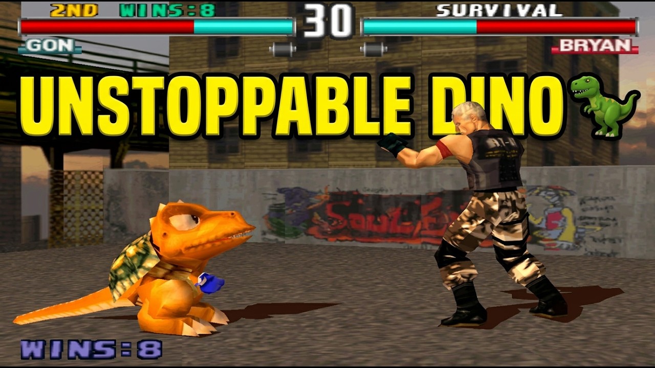 В режиме выживания Гона из Tekken 3 – БЕЗУМНЫЙ УНИЧТОЖАЕТ ВСЕХ БОЙЦОВ! [4K] 🦖