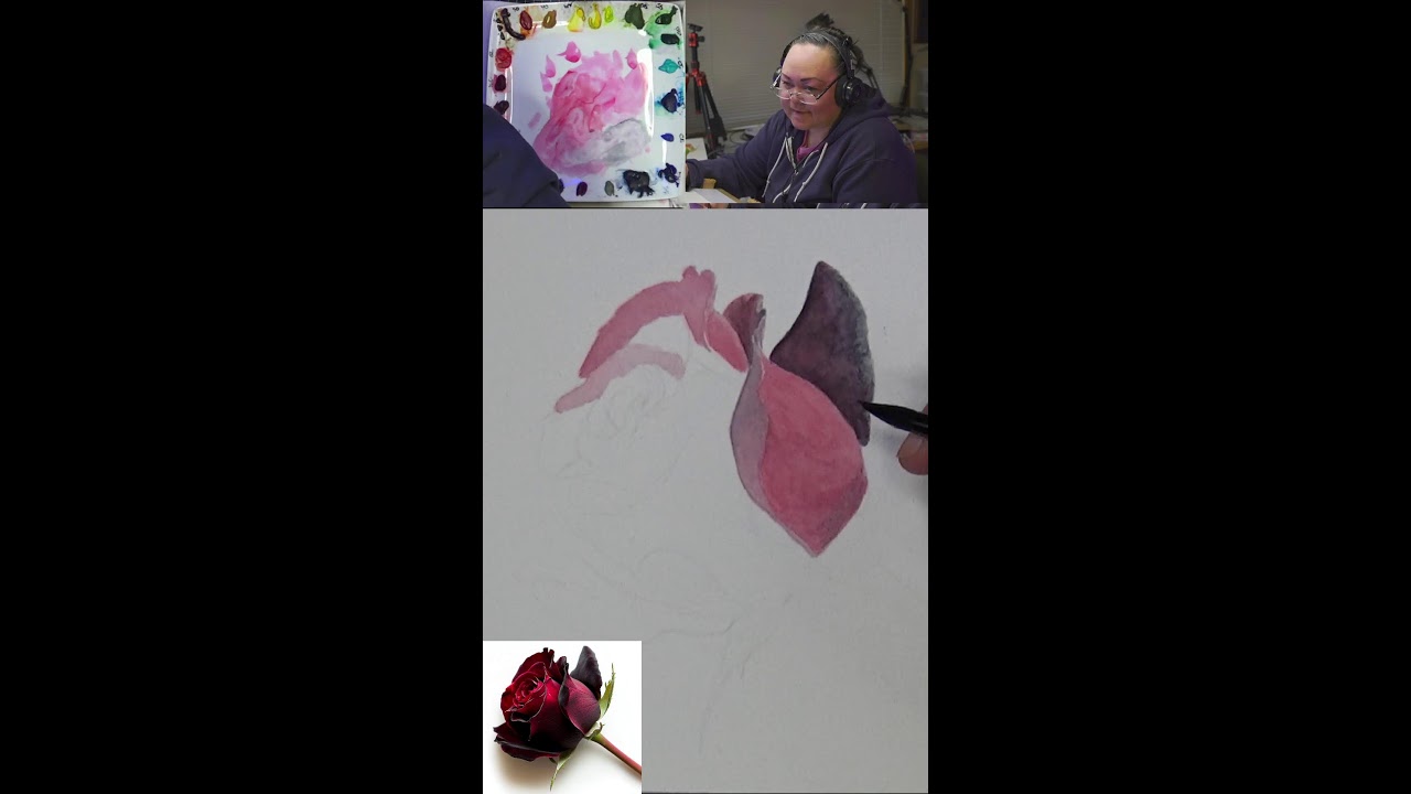 Watercolor Wizardry In-Studio Hang Out - Livestream Real Time Hyper-Realistic Rose Painting