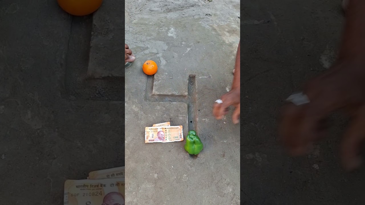 Capsicum 🫑 vs orange 🍊 smallest reels big chelenging  || villagegame ||viralpost