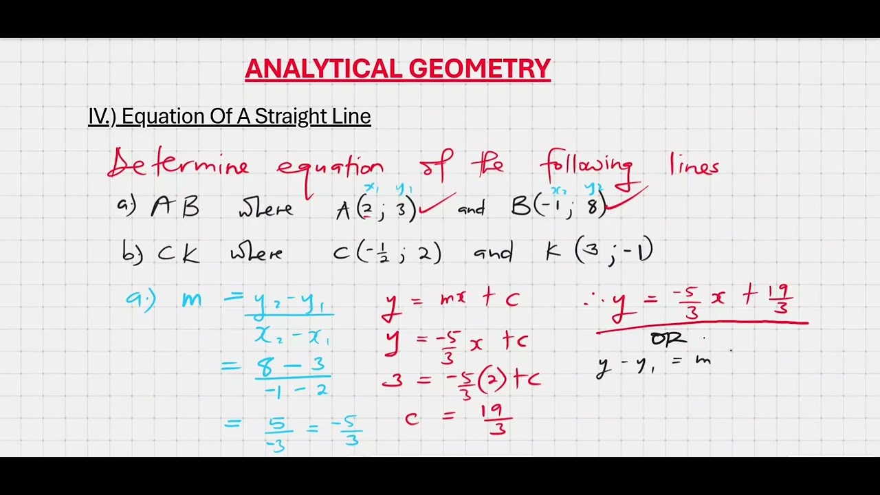 HOW TO DETERMINE EQUATION OF A STRAIGHT LINE