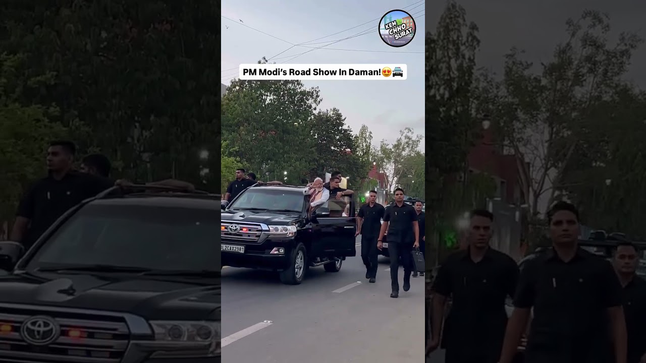 PM Modi&rsquo;s Road Show in Daman!❤️😍🚔 #daman #modi #kemchhosurat