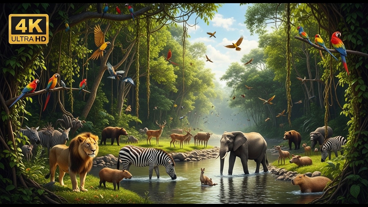 Relaxing Walk in the Wild 🌿 Animals of Life in 4K | Lion, Elephant, Deer & More