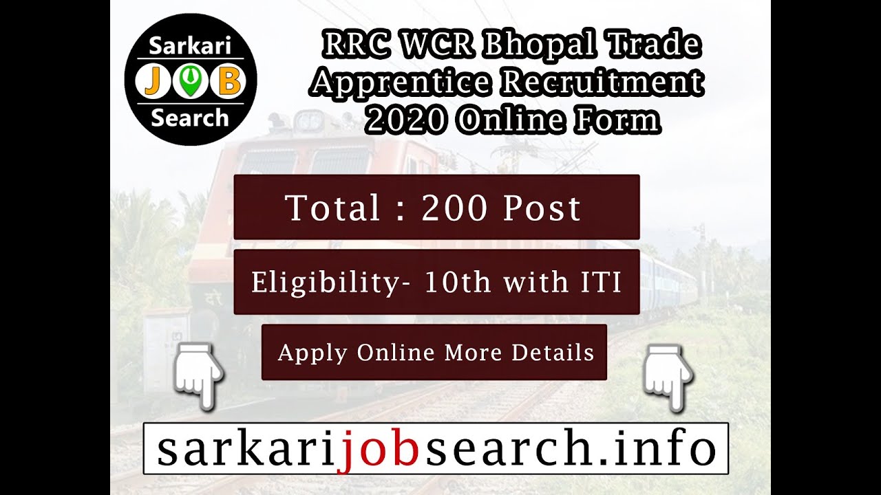 Railway WCR Bhopal Apprentice Online Form 2020