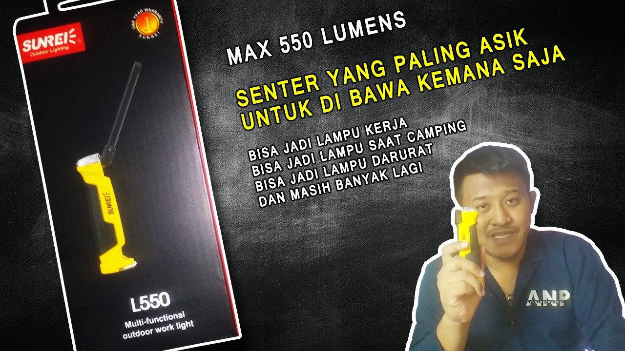 Sunrei L550  Lampu Outdoor Multi Fungsi Dengan Pencahayaan Max 550 Lumens