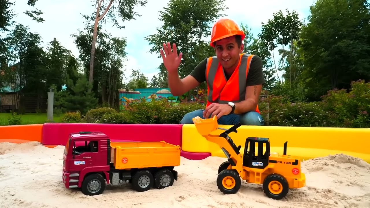 Dinossauros na constru&ccedil;&atilde;o da estrada! V&iacute;deos educativos.