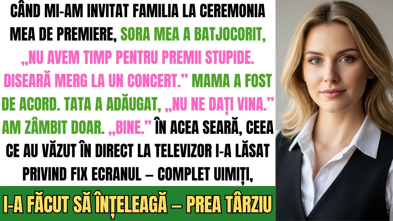 Mama Mea A Batjocorit Invitația La Ceremonie: „Nu Avem Timp Pentru Premii Proste.” În Acea Noapte…