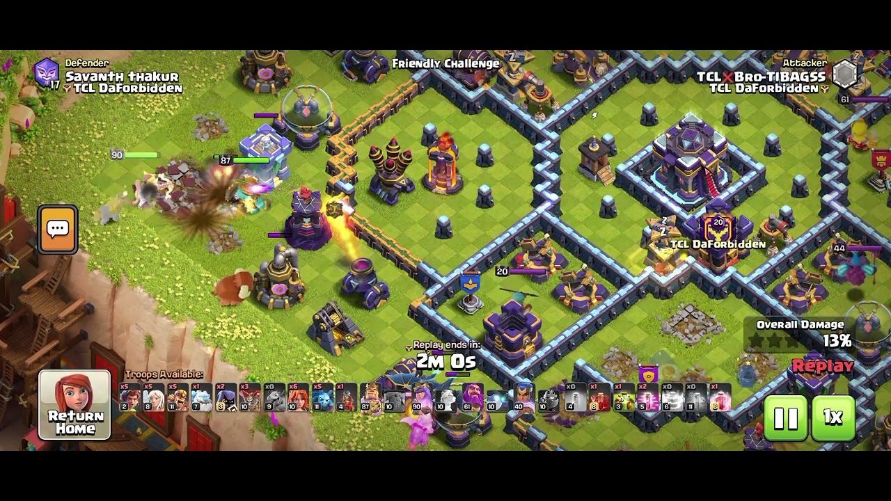 TOWNHALL16 royal champion charge with support troops root rider spam and haste spells #ClashOfClans 