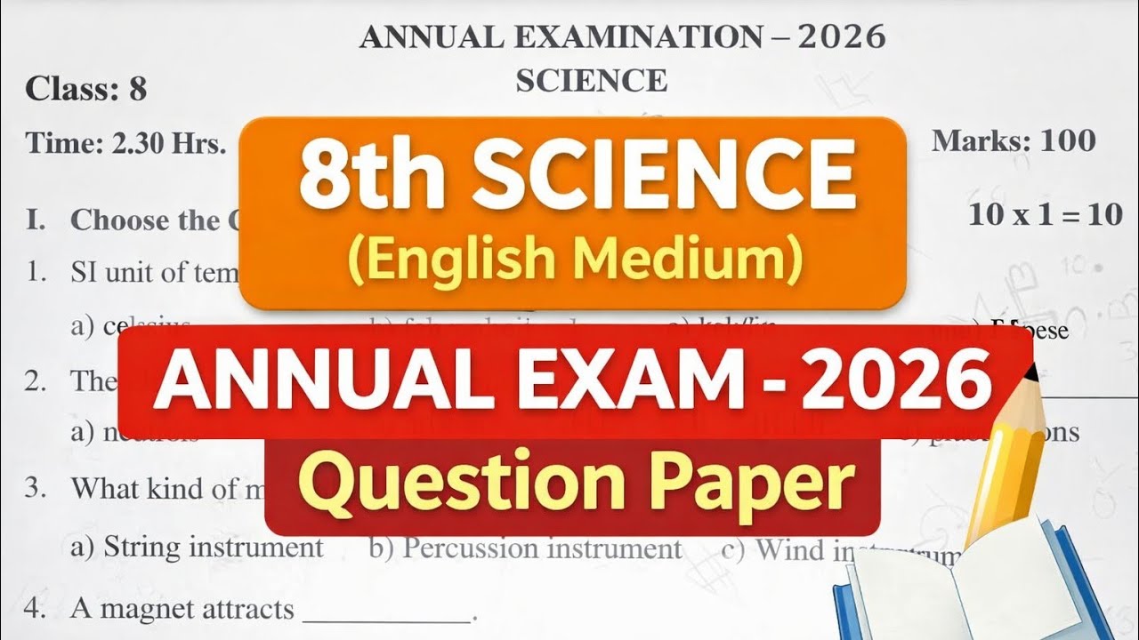 8th Science Annual Exam 2026 original Question paper 2026-8th science annual 2026 english medium 