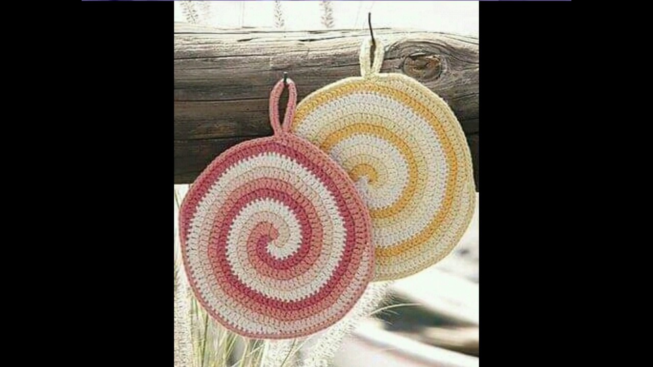 crochet sircle with two colors for the kitchen اجمل دائرة بالكروشيه بلونين لتزيين المائدة