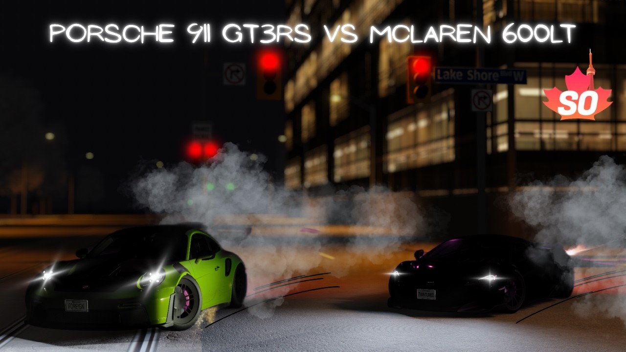 Porsche 911 GT3 RS против McLaren 600LT (Top Dog Series, эпизод 1, Южный Онтарио, Roblox)